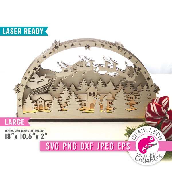 SVG, DXF, Large Christmas Santa arch digital design, Laser ready file for CNC machines like Glowforge, Thunder file, Digital Design