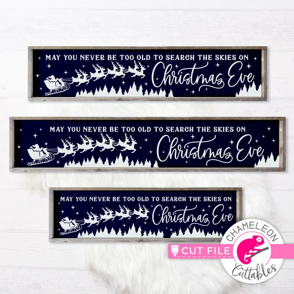 May you never be too old to search the skies on Christmas Eve SVG, horizontal design file, for porch sign, Commercial Use Digital Design