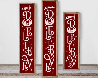 SVG, PNG, DXF, Believe Nativity Scene Svg, Christmas, 3 vertical files for long porch sign Svg cut file, Commercial Use Digital Design