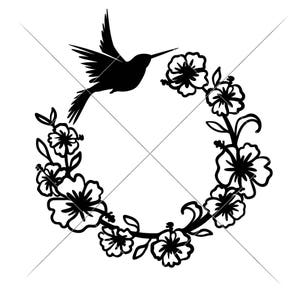 Hummingbird Monogram Wreath humming bird SVG dxf Files for Cutting Machines like Silhouette Cameo and Cricut, Commercial Use Digital Design