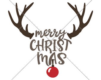 Merry Christmas Reindeer SVG eps dxf png Files for Cutting Machines like Silhouette Cameo and Cricut, Commercial Use Digital Design