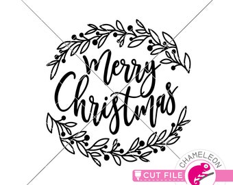 Merry Christmas with branches round SVG, wood circle design, dxf, png, jpeg, file, Silhouette Cameo, Cricut, Commercial Use Digital Design