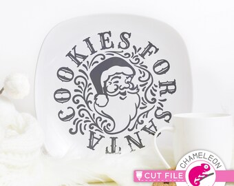 SVG, PNG, DXF, Jpeg, Cookies for Santa vintage file, Christmas plate, Santa, Svg cut file and Sublimation png, Commercial Use Digital Design