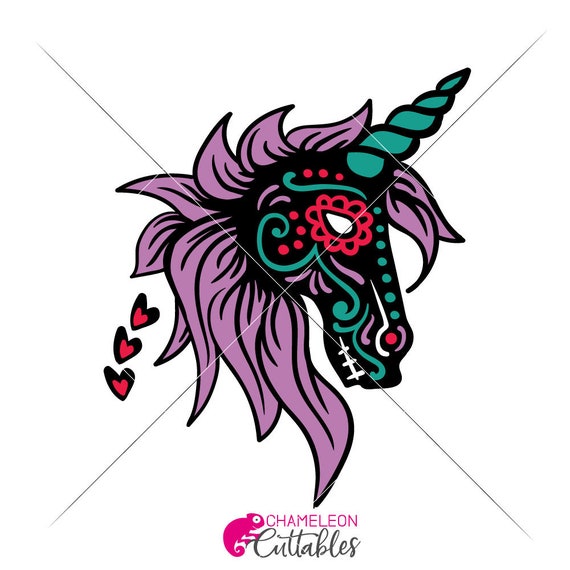 Download Free Unicorn Sugar Skull Halloween Day Of The Dead Svg Dxf File Etsy SVG Cut Files
