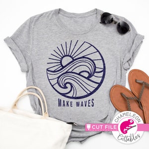 Make waves circle, sun, surf, ocean, vacay, SVG, dxf, png File, for Cutting Machine, Silhouette Cameo, Cricut, Commercial Use Digital Design