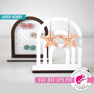 SVG, DXF, PDF, eps Earring Display Rainbow Laser svg, Glowforge earring holder svg, earring stand laser file, Thunder file, Digital Design