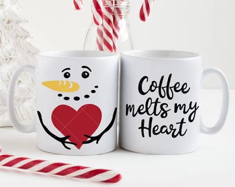 SVG, PNG, DXF, Jpeg, Coffee Melts My Heart Snowman for mug, Hug in a Mug,  Svg cut file and Sublimation png, Commercial Use Digital Design