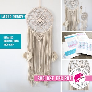 SVG, DXF, PDF, eps Macrame Dreamcatcher svg Bundle for laser cutter, Glowforge Macramé Kit design, laser file, Thunder file, Digital Design