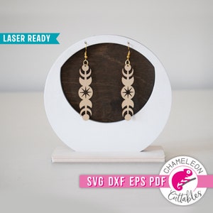 SVG, DXF, PDF, eps Moon phases earring Laser svg, Glowforge moon earring design, moon star cnc laser file, Thunder file, Digital Design