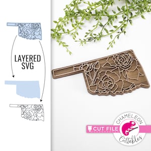 Oklahoma flower SVG, Flower SVG, Glowforge file, Cricut designs, Thunder SVG, State design, Thunder file, Digital File, Digital Download