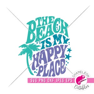 SVG, PNG, Dxf, Jpeg, The beach is my happy place Svg, Hippie retro Shirt Svg cut file and Sublimation png, Commercial Use Digital Design