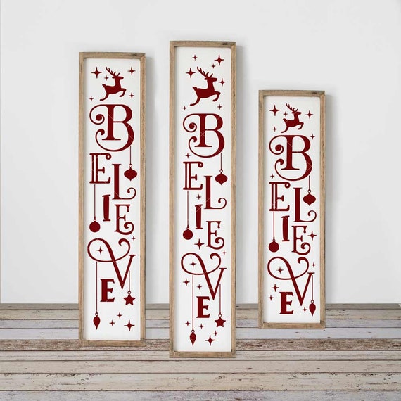Download Free Believe With Ornaments Svg Christmas 3 Vertical Files For Etsy SVG DXF Cut File