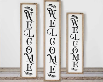 Welcome Farmhouse Style SVG, 3 vertical files for long porch sign, front door design, for Cutting Machines, Commercial Use Digital Design