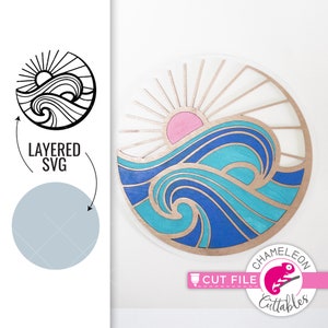 Ocean SVG, Wave-Design, Beach-Datei, Glowforge svg-Datei, Cricut design Donner SVG, Donner-Datei, digitale Datei, digitaler Download