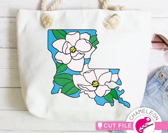 Louisiana, staatsbloem, magnolia, gelaagd, SVG, dxf, bestand voor snijmachine, Silhouette Cameo, Cricut, commercieel gebruik digitaal ontwerp