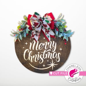 Frohe Weihnachten rundes Design, für Kreis Holzbrett SVG, dxf, png, Datei, Silhouette Cameo, Cricut, Kommerzielle Nutzung Digital Design