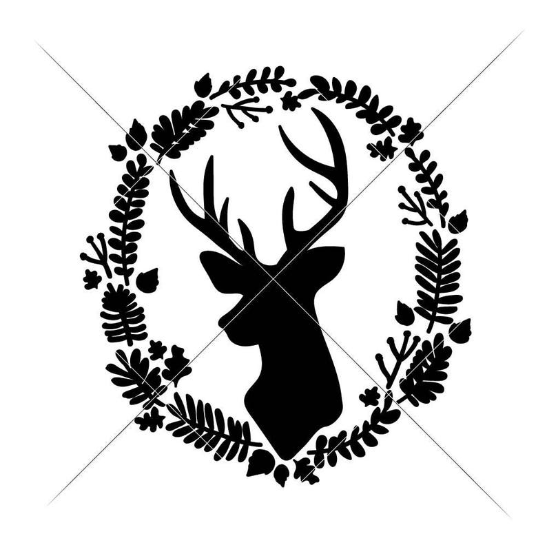 Download Deer with Fall wreath SVG eps dxf png Files for Cutting | Etsy
