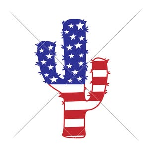 SVG, PNG, Dxf, JPEG, cactus américain patriotique Etats-Unis 4 juillet, drapeau cactus, fichier coupe Svg et sublimation png, conception numérique à usage commercial