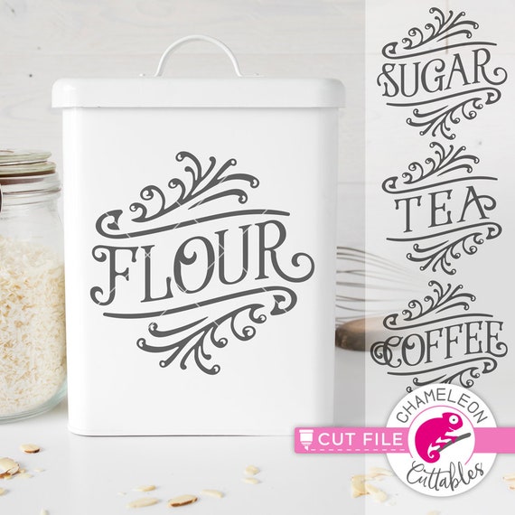 Sugar & Flour Jar Labels: Free Silhouette Cut File - the thinking