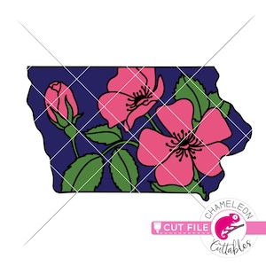 Iowa state flower outline, Wild Rose, layered, SVG, png, File for Cutting Machine, Silhouette Cameo, Cricut, Commercial Use Digital Design