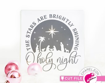 O Holy Night, Nativity, Christmas, round, SVG design, file, for Cutting Machine, Silhouette Cameo, Cricut, Commercial Use Digital Design