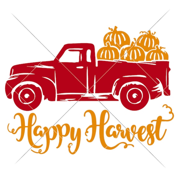 Happy Harvest Truck with Pumpkins Thanksgiving SVG File ...