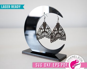 SVG, DXF, PDF, eps Mottenohrring Laser svg, Glowforge Mottenohrringdesign, mystische Laserdatei, Donnerdatei, Digital Design