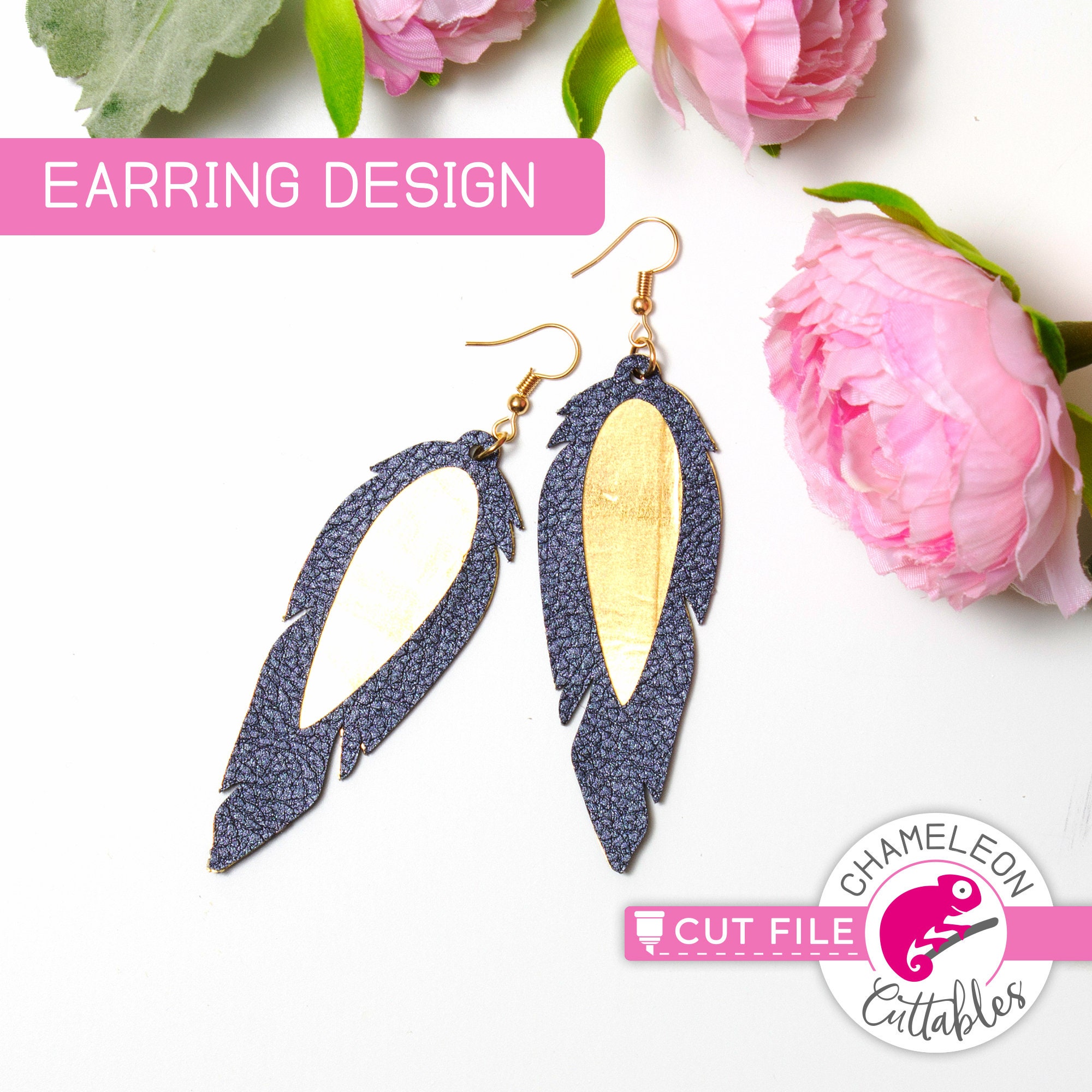 Feather Earring Template Cutout Cut File Design SVG for - Etsy