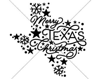 Merry Texas Christmas State Farmhouse SVG dxf png Files for Cutting Machines like Silhouette Cameo and Cricut, Commercial Use Digital Design