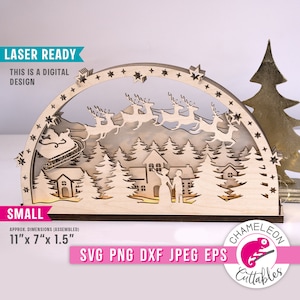 SVG, DXF, diseño digital de arco de Papá Noel navideño pequeño, archivo listo para láser para máquinas CNC como Glowforge, archivo Thunder, diseño digital