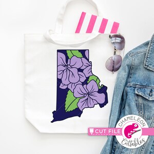Kwiat stanu Rhode Island, Blue Violet, warstwowy, SVG, plik png do maszyny tnącej, Silhouette Cameo, Cricut, projekt cyfrowy do użytku komercyjnego