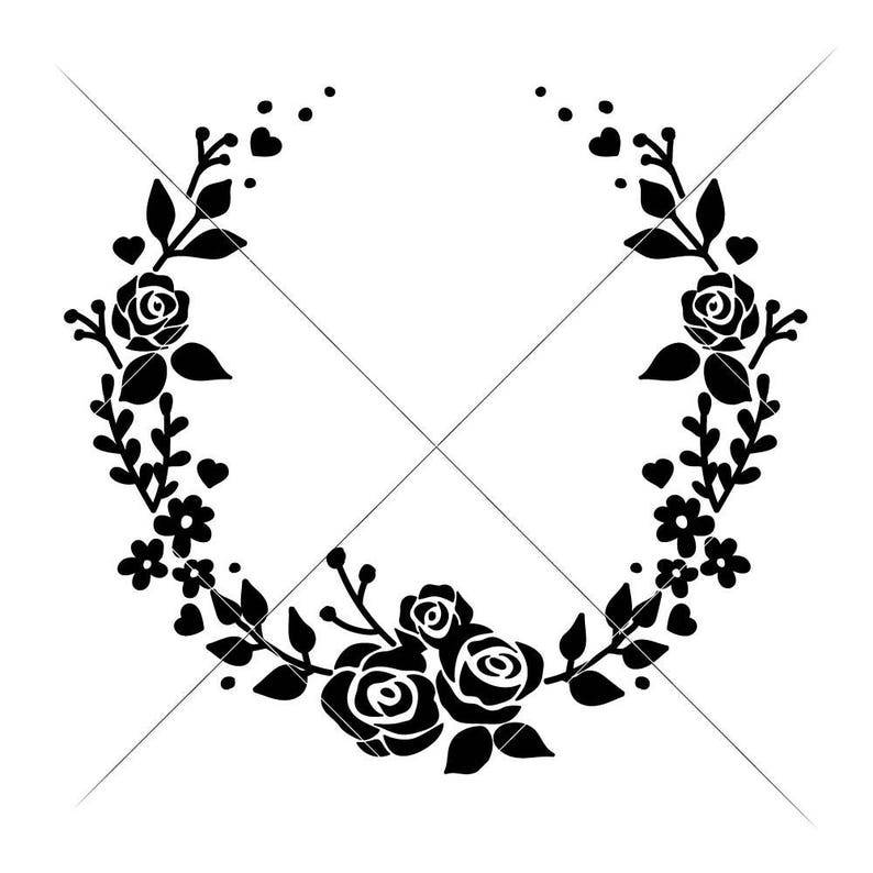 Download Visual Arts Commercial Use Digital Design Rose Wreath Monogram Frame Laurel Svg Dxf Files For Cutting Machines Like Silhouette Cameo And Cricut Printing Printmaking