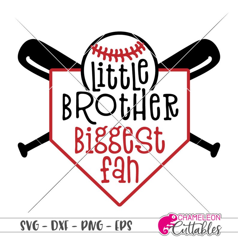 Puede incluir: Gr&aacute;fico de b&eacute;isbol rojo y negro con una pelota de b&eacute;isbol en el centro y una forma de home plate con el texto "hermano peque&ntilde;o fan&aacute;tico m&aacute;s grande".