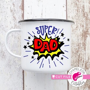 Super Pai em camadas, Dia dos Pais, Design para Decalque, Arquivo SVG para Máquina de Corte, Silhouette Cameo, Cricut, Design Digital para Uso Comercial