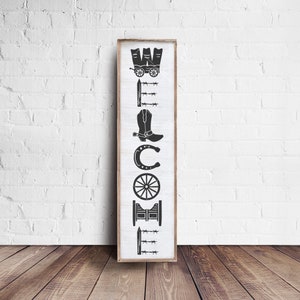 Welcome Western for door wood  sign vertical SVG File for Cutting Machines like Silhouette Cameo and Cricut, Commercial Use Digital Design
