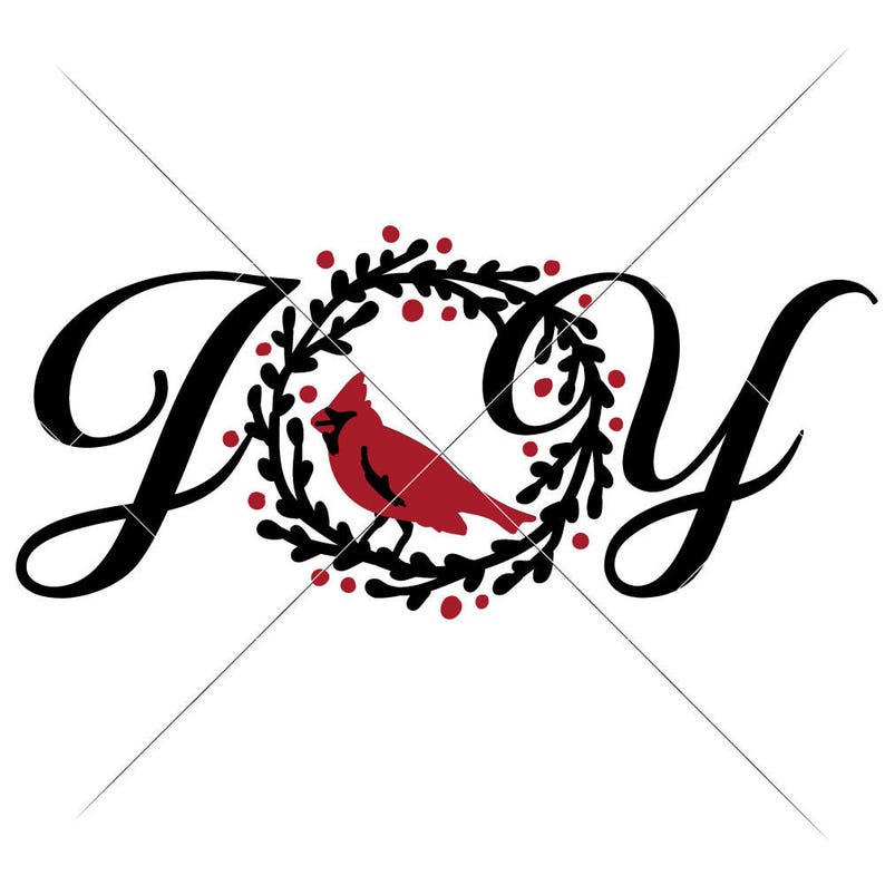 Download Joy Christmas Wreath with Cardinal SVG eps dxf Files for ...