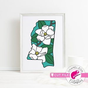 Mississippi, state flower, magnolia, layered design, SVG, File for Cutting Machine, Silhouette Cameo, Cricut, Commercial Use Digital Design