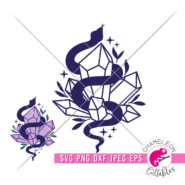 SVG, PNG, DXF, Jpeg, Crystal Snake, Halloween design, Crystal Cluster Snake, svg file and sublimation png, Commercial Use Digital Design