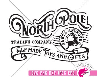 SVG, PNG, DXF, Jpeg, North Pole Trading Company svg, vintage Christmas sign svg, cut file and Sublimation png, Commercial Use Digital Design