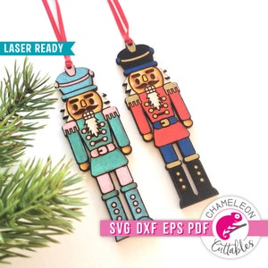 PDF, SVG, DXF, eps, arquivo de enfeite de Natal do Quebra-Nozes, design de enfeite Glowforge, arquivo de laser de Natal, arquivo Thunder, design digital