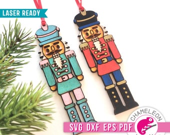 PDF, SVG, DXF, eps, Nutcracker Christmas ornament file, Glowforge ornament design, Christmas laser file, Thunder file, Digital Design