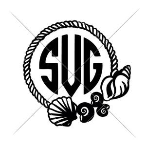 Sea Shell with Rope Monogram Frame Beach SVG dxf Files for Cutting Machines like Silhouette Cameo and Cricut, Commercial Use Digital Design