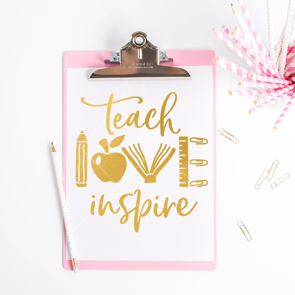 Download Teach Love Inspire School Teacher Appreciation Svg File For Etsy