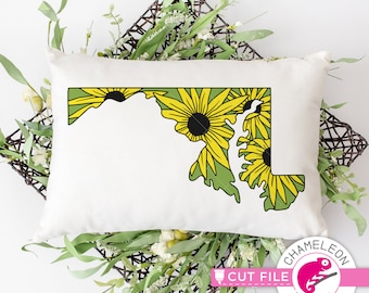 Home Maryland, fiore dello stato, Susan dagli occhi neri, file SVG, DXF, PNG, JPEG a strati, per Silhouette Cameo, Cricut, design digitale per uso commerciale