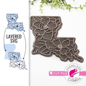 Louisiana SVG, Flower SVG, Glowforge file, Cricut designs, Thunder SVG, State design, Thunder file, Digital File, Digital Download