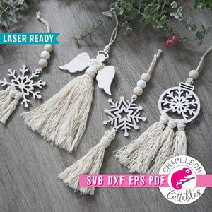 SVG, DXF, PDF, lot de fichiers ornement macramé eps pour laser cnc, svg Glowforge de Noël, fichier laser de Noël, fichier Thunder, conception numérique