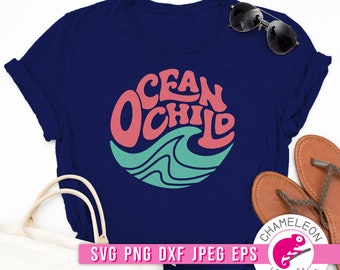 SVG, PNG, Dxf, Jpeg, rond océan enfant Svg, conception de plage rétro, fichier coupe Svg chemise océan et sublimation png, conception numérique à usage commercial