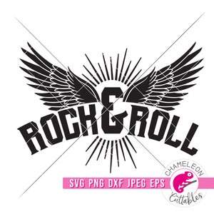 SVG, PNG, DXF, JPEG, Águila vintage de rock and roll Svg, Archivo de corte Svg de camiseta de rock retro y PNG de sublimación, Diseño digital para uso comercial