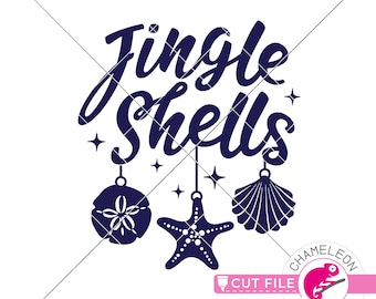 Jingle Shells Christmas SVG, Beach file for shirt, dxf, png, for Cutting Machine, Silhouette Cameo, Cricut, Commercial Use Digital Design