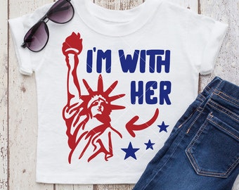I'm with her statue of Liberty 4th of July SVG dxf File for Cutting Machines like Silhouette Cameo and Cricut, Commercial Use Digital Design